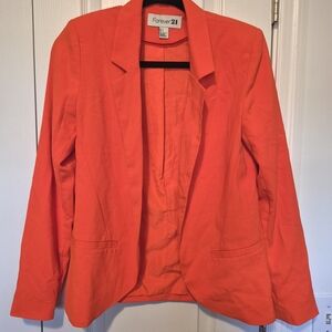 Forever 21 Orange Open-Front Blazer